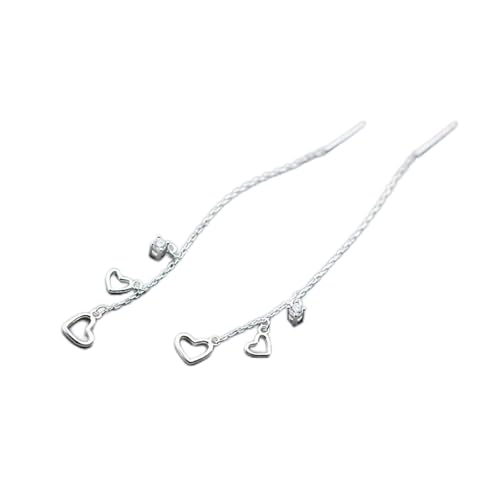 Chaîne à pampilles douces en argent 925 et boucles d'oreilles cœur creux pour un style tendance