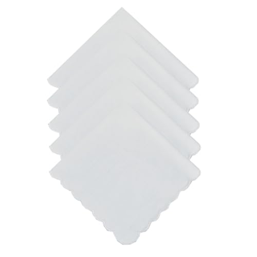 Rudiaoa Pañuelos de algodón con bordes bordados suaves, multipaquetes, color blanco, cómodos, altamente absorbentes, para viajes, pañuelos para pieles sensibles, 5 unidades, Talla única