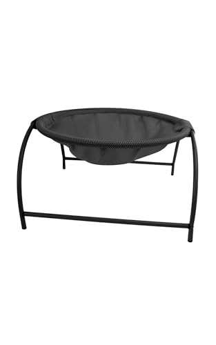 ペットベッド 猫 犬用 メッシュ 夏用 通気性 丸洗い可能 丈夫なフレーム おしゃれ 室内用 丸型 (ブラック)