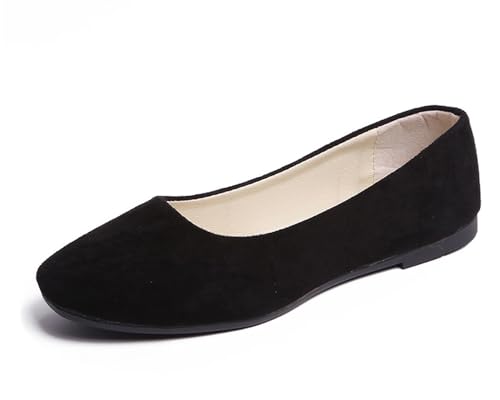 Flats Women's Shoes Pointed Toe Faux Suede Flat Walking Shoes Ladies Casual Flats Comfortable Soft-Soled Slip On Loafers Low Heels Ballet Flats Classic Dressy Shoes Office Work Party
