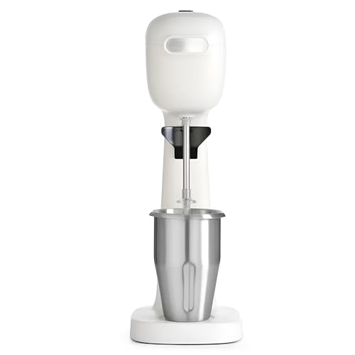 MBH - Batidora profesional para Batidos y Frappés de 400W. Batidora con vaso industrial para Hostelería. Incluye vasos de acero inoxidable y policarbonato. (Blanco)