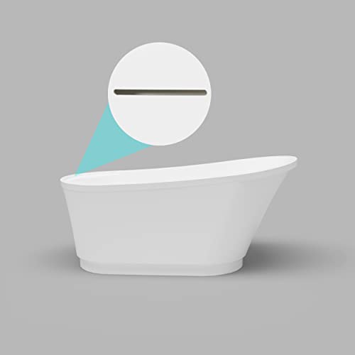 FerdY Langkawi 59" Acrylic Freestanding Bathtub, White Modern Stand Alone Soaking Bathtub, cUPC Certified, Brushed Nickel Drain and Minimalist Linear Design Overflow Included, Easy to Install, 02568T FerdY Langkawi 59" Acrylic Freestanding Bathtub, White Modern Stand Alone Soaking Bathtub, cUPC Certified, Brushed Nickel Drain and Minimalist Linear Design Overflow Included, Easy to Install, 02568T