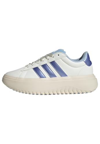 adidas Women's Zapatilla de Plataforma Grand Court, Off White/Blue Spark Met. / Wonder White, 39 1/3