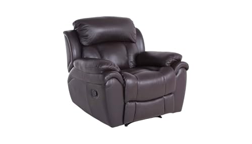 Boston Luxuriöser Fernsehsessel aus Echtleder mit Relaxfunktion und Zero-Wall-System - ergonomischer Relaxsessel - mit manueller Verstellung - ideal für Wohnzimmer & Heimkino - Dunkelbraun – Bild 4