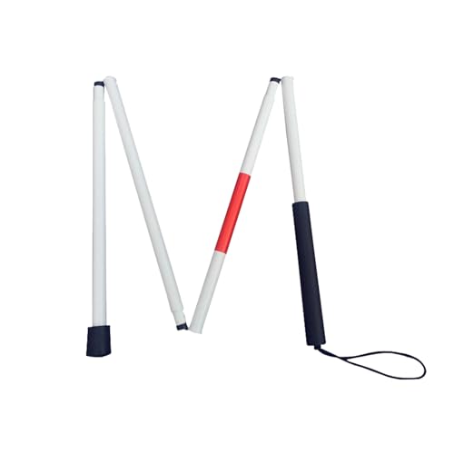 4-Sections Canne Aveugle,124cm Canne Aveugle,Canne Aveugle Pliable,Canne Aveugle en Alliage D'aluminium,Canne D'aveugle Pliante,Canne De Marche pour...