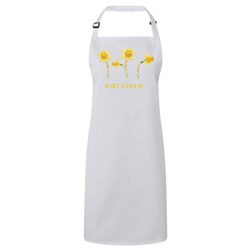 Tablier cuisine Narcisse fleurs illustration chic la beauté du jardin et de l'amour