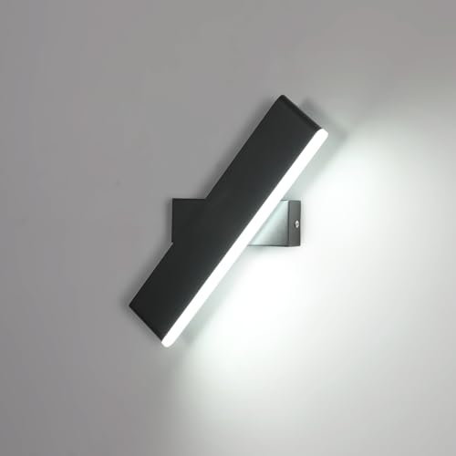 Pheashine 9W Aplique de Pared Interior, Lámpara de Pared Moderna Giratoria de 360 °, Aplique LED Negro para Dormitorio, Salón, Pasillo, Escaleras