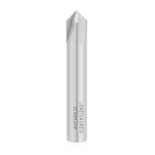 Image of 90-Degree V-Bit Carbide Chamfer End Mill, 1 /2 Inch Uncoated (Bright Finish) - 4 Flute CNC V-Groove Router Bit Carbide Chamfer Mills for Aluminum Alloy