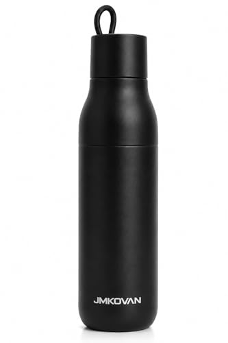 Image of Slim insulated Stainless Steel Water Bottle with Handle, Vacuum Double Wall, Leakproof Lid, Fits Car Cup Holder, Minimalist Design (1-pack)