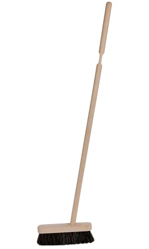 BURI Steh Kehrgarnitur 94cm mit langem Stiel ohne Bücken - Natur Besen Set mit Kehrblech Kehrschaufel aus Buchenholz mit Pferdeborsten Faule Grete – Bild 3