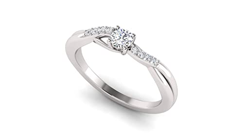 1/2 Carat TW Women's Moissanite and Natural Diamonds Engagement Ring in 10k White Gold2