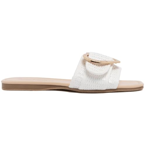 Image of Juicy Couture Women's Slide Sandals - Glitter Bling Open Toe Sparkle Flats - Dressy Summer Casual Footwear