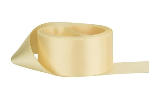 Image of Ribbon Bazaar Double Faced Satin - Premium Gloss Finish - 100% Polyester Ribbon for Gift Wrapping, Crafts, Scrapbooking, Hair Bow, Decorating & More - 5 /8 inch Cream 50yd Spool