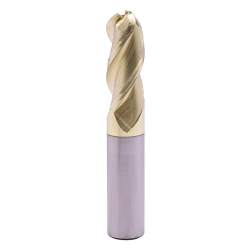 Image of 1 /2 inch 3 Flute Solid Carbide Ball Nose End Mill for Aluminum, ZrN Coated | 37 Helix, 1 /2 inch Cutting Dia, 1 /2 inch Shank Dia, 1-1 /4 inch Length of Cut, 3 inch Overall Length, for Milling Aluminum and Copper