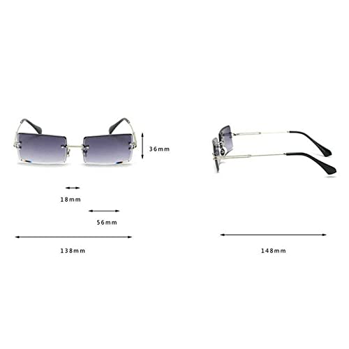 mincl/Fashion Small Rectangle Sunglasses Women Ultralight Candy Color Rimless Ocean Sun Glasses4