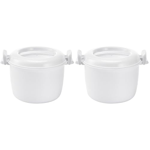Hemoton 2-Pack Microwave Rice Cooker Set 8-Cup Capacity Microwavable Rice Steamer Food Grade Plastic Small Kitchen Appliance for Quick Easy Cooking