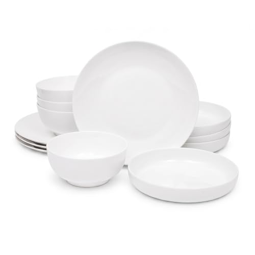 12-Piece White Bone China Dinnerware Set