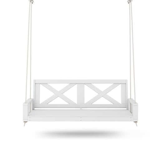 Image of Malvern 4 Foot Wood Porch Swing Bed in White Paint, Amish Handcrafted Daybed Style Swing