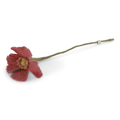 Gry & SIF Sommerblumen aus Filz (Mohnblumen Kosmeen) Filzblumen Blumenstrauß Muttertag (Mohnblume - Himbeere)