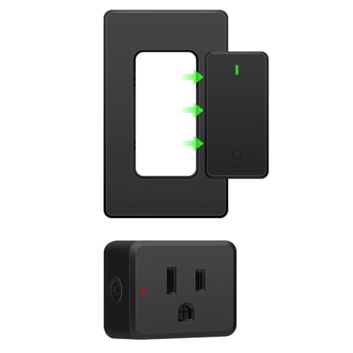 Greencycle Remote Control Outlet,Black Detachable Wireless Light Switch