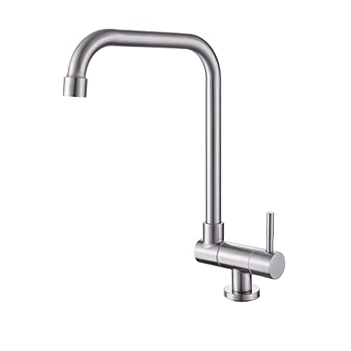 Sumerain Robinet de cuisine à fenêtre avant, robinet de cuisine rétractable, eau froide uniquement (acier inoxydable) Cover