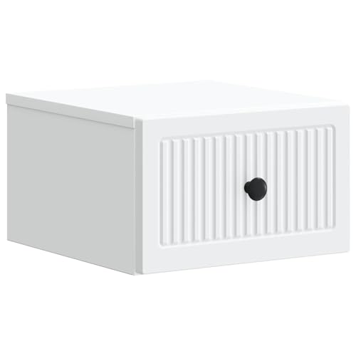 Table de chevet murale blanche compacte avec 2 tiroirs de rangement suspendus - 2