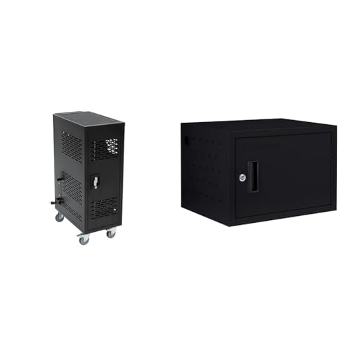 Pearington 16MINI-01KD 16-Device Classroom and Office Mobile Charging Storage Cart for Ipads &amp; Structure Series 12-Device Wall-Mount Charging Cart Compatible with Laptop Computers, Tablets