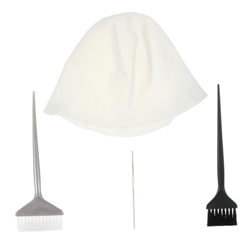 Beatifufu Silicone Highlight Kit Hair Dyeing Cap Set Metal Crochet Hook 2 Hair Tints for Home Salon Use