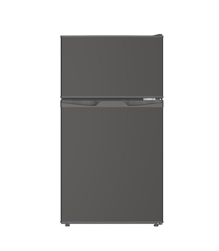 TCL 小型冷蔵庫 85L 直冷式 超薄幅455mm 一人暮らし コンパクト冷蔵庫 冷凍室(25L) 野菜室付き 庫内灯・温度調節 グレー CRT85AH