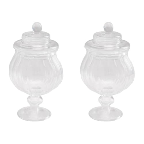 PRETYZOOM Doll House Food Jar With Lids 1:12 Candy Mini Dollhouse Candy Jar Snack Model Canister Jar With Lids Small Miniature Glass For Dollhouse Candy Jar Decor