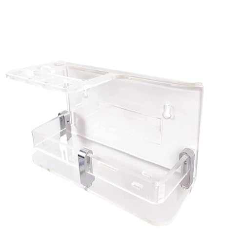 Image of self Adhesive Wall Mounted Acrylic Toothpaste Holder,Toothbrush Stand,Toothpaste Tubler for Bathroom Organizer Rack for Home(Black Acrylic) (Transparent)