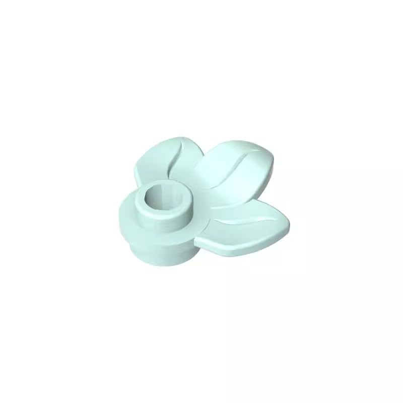 32607 Ornaments Plant, Plate 1x1 Round with 3 Leaves 50 Pieces GDS-1576 Compatible with Lego Building Blocks Color:Light Aqua — image 1