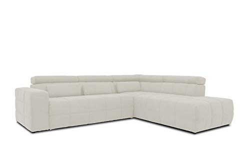 DOMO. collection Sofá esquinero Brandon con Respaldo en Forma de L, esquinero Acolchado, 275 x 228 x 98 cm, Color Beige