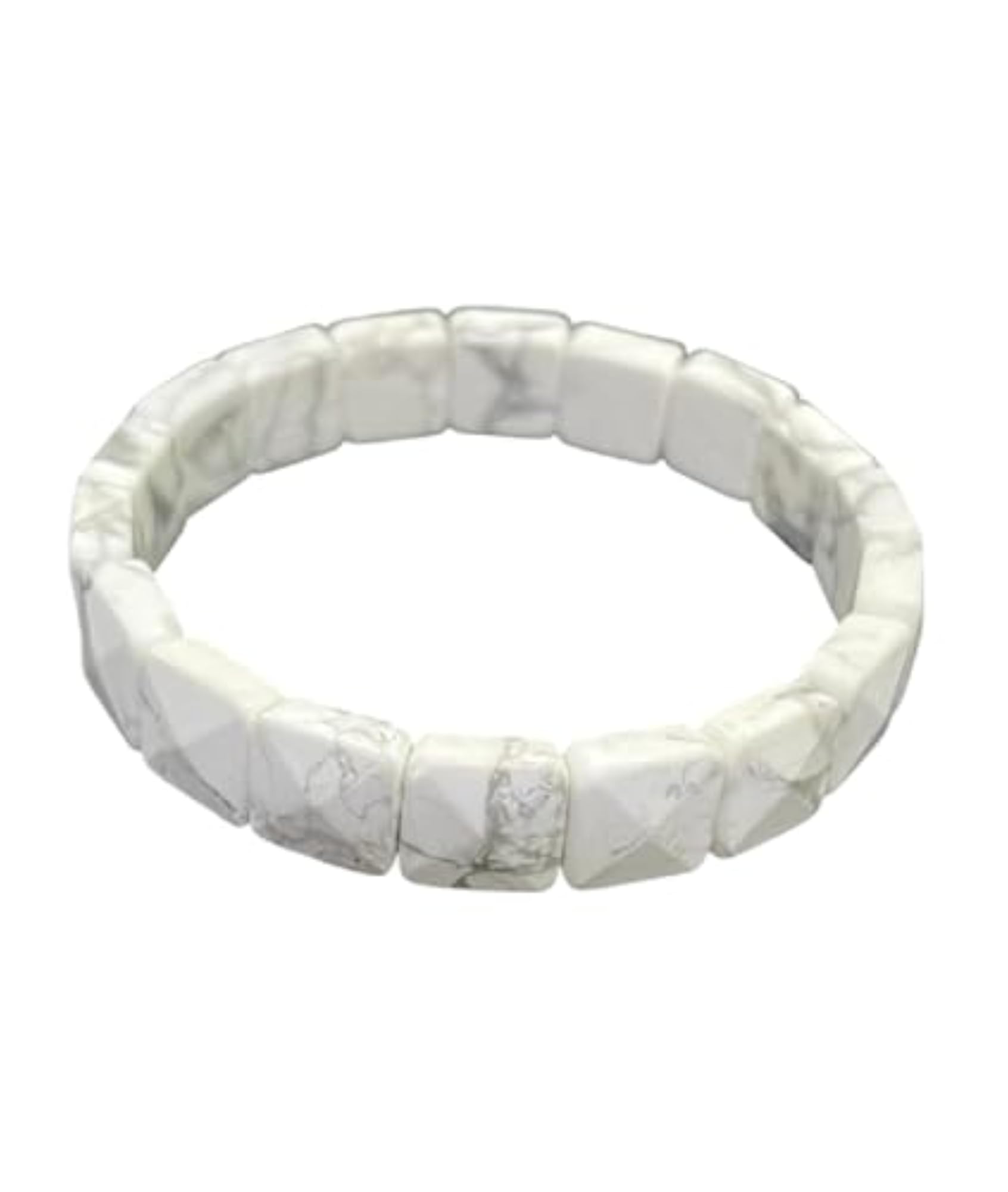 Howlite Pyramid Stone Bracelet, Unisex Stretchable