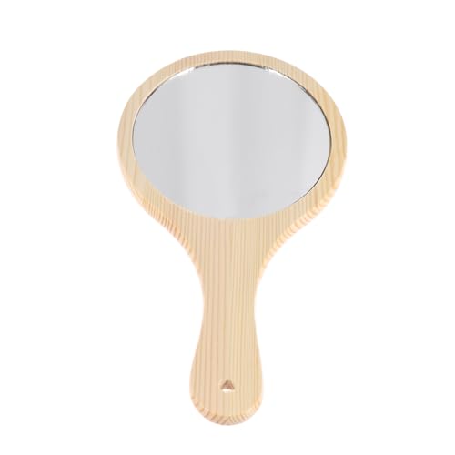 Espejo de maquillaje portátil con marco de madera