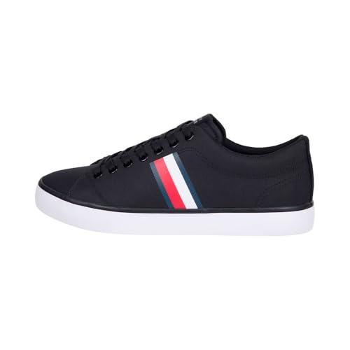 Tommy Hilfiger Baskets Vulcanisées Homme Core Stripes Mesh Basses, Noir (Black), 42