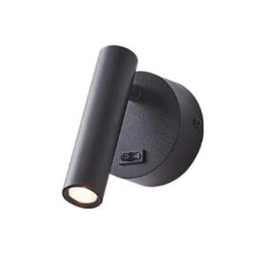 Aplique de pared LED giratorio, lámpara de pared moderna de metal con brazo ajustable de 330°+90°, lámpara de lectura de mesilla para dormitorio, estudio, hotel (Negro-3W, luz neutra de 4000K)