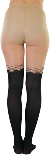 ToBeInStyle Women's Full Footed Pantyhose with Thigh High Designs3