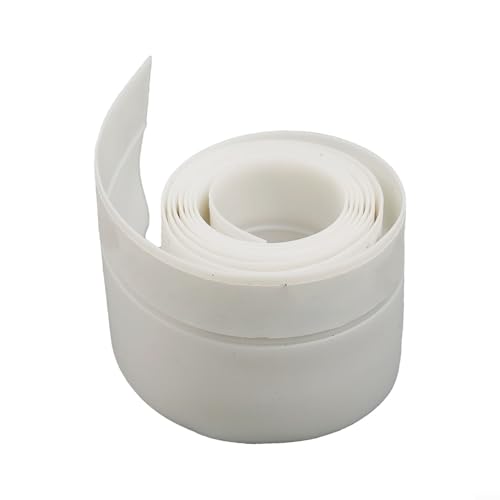 Sawhamale Tira de sellado inferior de puerta de goma de silicona de 45 mm x 1 m, resistente a la intemperie, insonorizante, para puertas abatibles, armarios, armarios, color blanco (blanco)