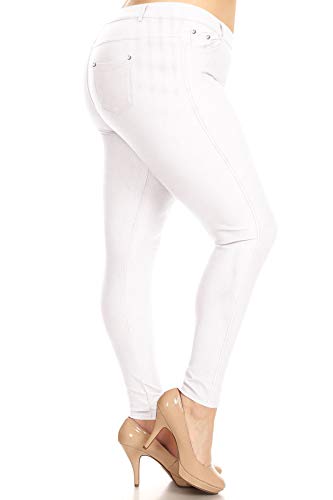 Women's Plus Size Stretch Casual Basic Pockets Button Solid Leggings Denim Jeans Pants2