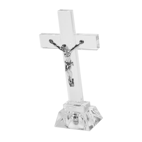 Cruz de cristal de alta calidad para adorno religioso y figura de escritorio