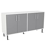 EconoHome Grey Buffet Cabinet for Living Room, Wooden Storage Sideboard with 4 Doors, This Credenza,...
