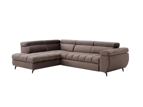 Vente-unique-Sofá Cama rinconera Izquierda de Terciopelo Topo NIACATO