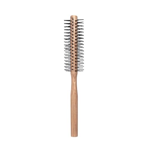 Mini cepillo redondo de plástico profesional para rizar, peine para el hogar, peinado, masajeador (madera de burlywood)
