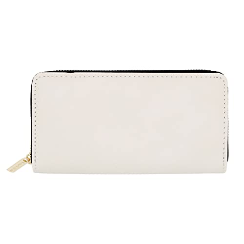 Premium Textured Vegan Antique Pu Leather Continental Zip Around Wallet, Cream #TOP20