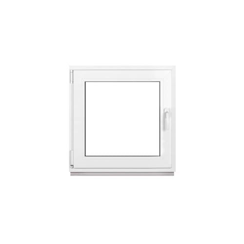 Framex Kellerfenster Fenster Kunststofffenster Weiß Breite x Höhe 80 x 80 cm (800 x 800 mm) 2-fach (32 mm) Dreh Kipp DIN Links 4-Kammer Profil 58 mm inkl Griff - Premium