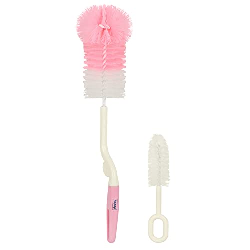 Image of Hopop Bottle Cleaner Brush | Baby Feeding Bottle Cleaning Brush & Nipple Cleaner Brush | 360* Rotating Handle | Easy to Clean Feeding /Water Bottle Corner | BPA Free | Pink