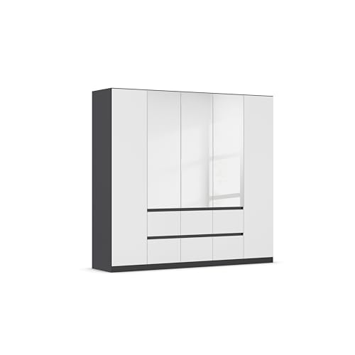 Rauch Möbel Mainz Schrank Kleiderschrank Drehtürenschrank Weiß-Grau metallic, Schwarz, 5-türig Spiegel, 6 Schubladen, Zubehörpaket Basic 3 Einlegeböden, 3 Kleiderstangen, grifflos BxHxT 226x210x54 cm Rauch Möbel Mainz Schrank Kleiderschrank Drehtürenschrank Weiß-Grau metallic, Schwarz, 5-türig Spiegel, 6 Schubladen, Zubehörpaket Basic 3 Einlegeböden, 3 Kleiderstangen, grifflos BxHxT 226x210x54 cm