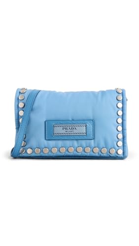 WHAT GOES AROUND COMES AROUND Women's Pre-Loved Prada Blue Nylon Studded Etiquette Wallet On Chain, Blue, One Size