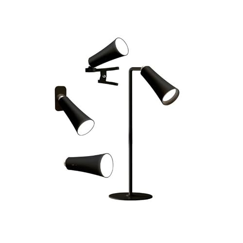 BRANDANI Lampada da tavolo torcia clip e da parete Led Mood 4 in 1 nero 12 x h 47,5 cm